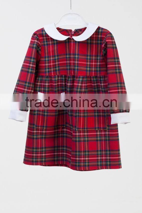 Hot Sale Mom And Daughter Dress Christmas Red Plaid Patry Dress For Mother and Daughter