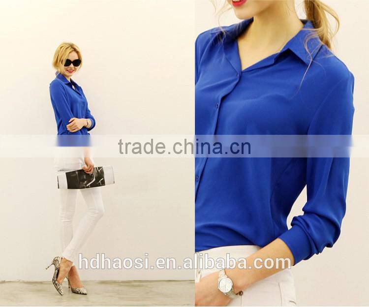 Factory Sale! Long sleeve Chiffon Shirt design for women blouse
