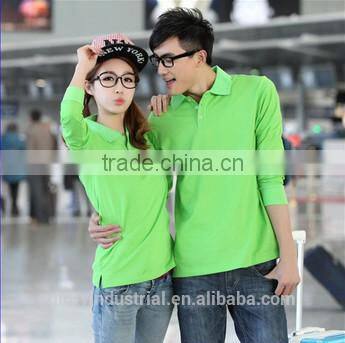 New design couple long sleeve pique polo shirt