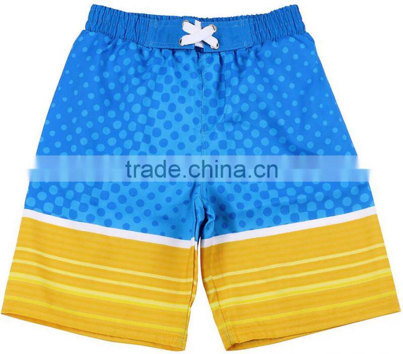 High Quality Customed Drawstring Waisted Bright Color Printing Boys Swimming Shorts