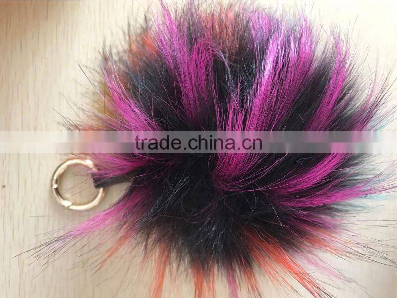 100%Manufacturers wholesale multicolor 15 cm raccoon hair bulb