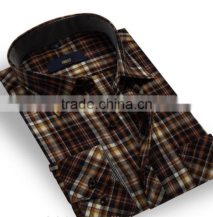 cotton long sleeve plaid thick mens shirts