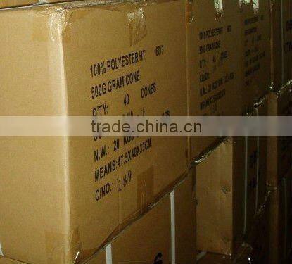 Black 100% Close Virgin Spun Dyed Polyester Yarn