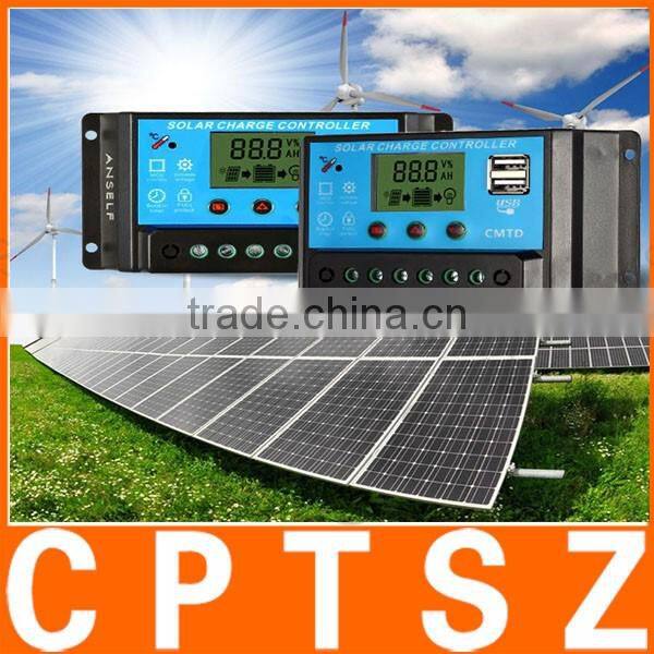 Anself 10A 12.6V LCD Solar Charge Controller PWM Charging Regulator for Solar Panel Lithium Battery Lamp Overload Protection