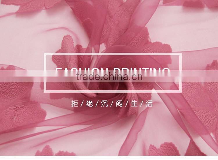 Transparent flower Silk lady neck scarf for custom