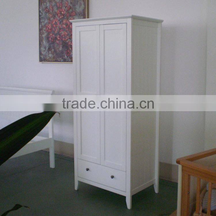 White MDF cheap price wooden wardrobes with 2 doors, modern bedroom wardrobe with lock
