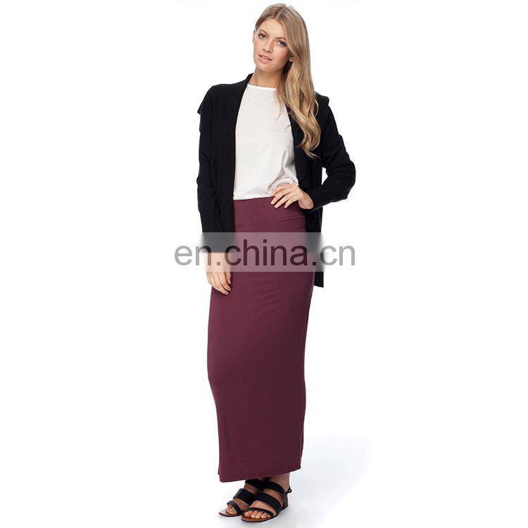 Wine Color Fashion Cotton long Skirt For Women