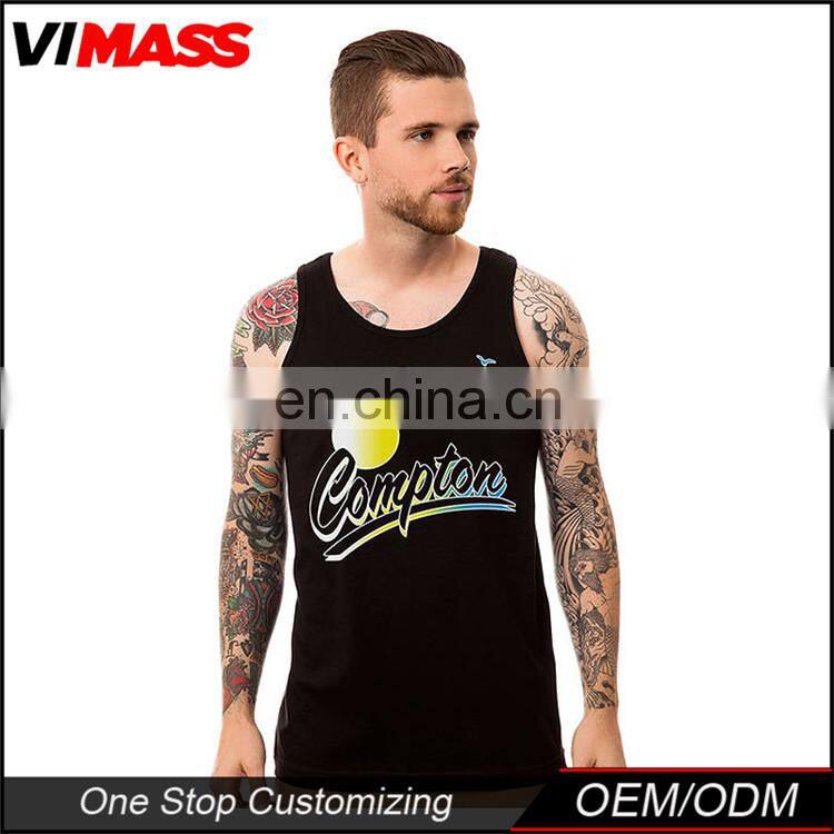 Custom Printed Logo Cotton Mens Gym Sports Tank Top