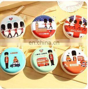 British Royal Police Round Steel Coin Box Purse Tin Box Earphone Storage Bag Small Wallet Pencil Case