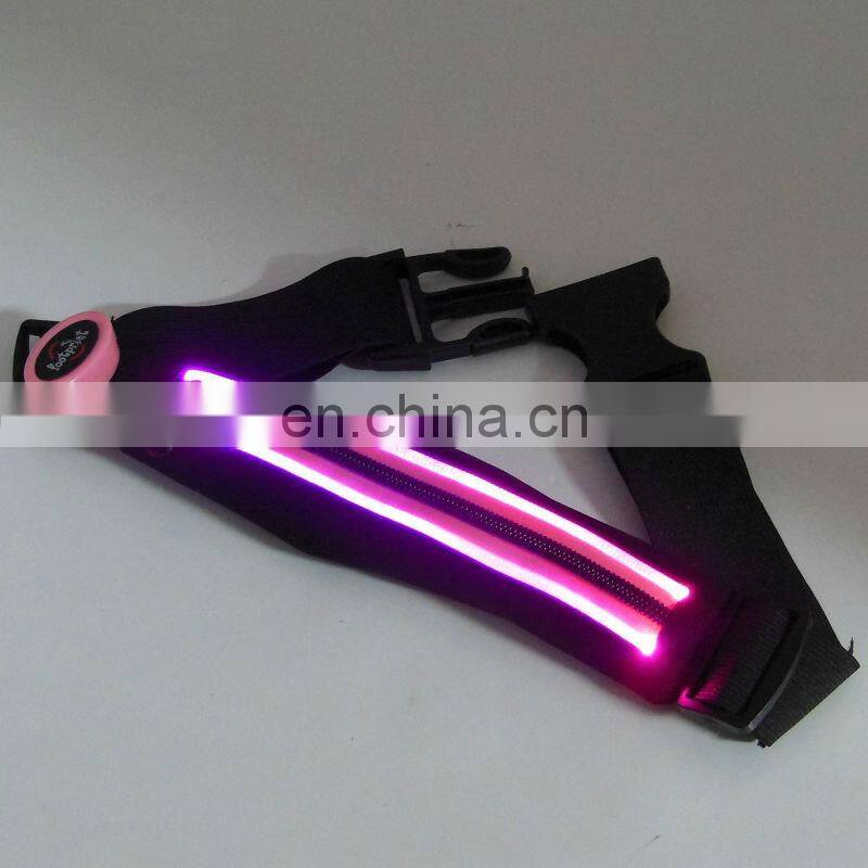 Portable running pouch belt pack LED hot sale waist led pouch belt Luminous running pouch belt in night