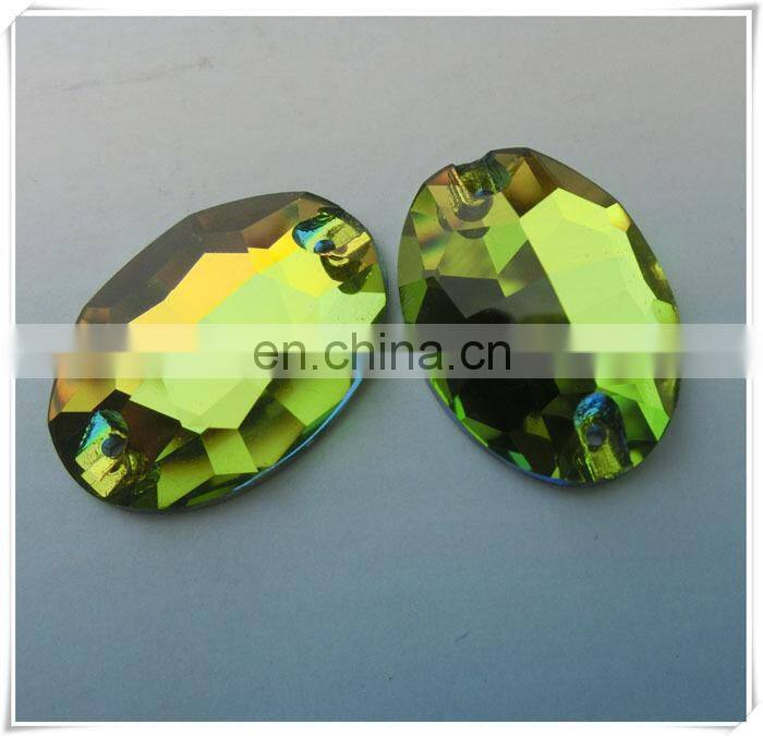 oval sew on glass flat back stone with holes china supplier sew on rhinestones