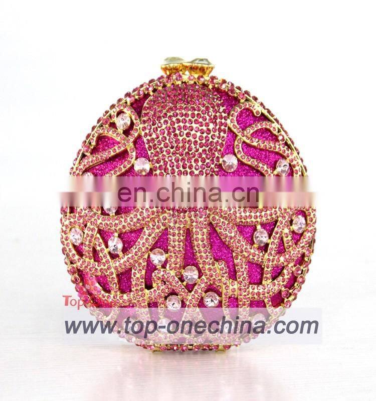 Crystal clutch bags with stone fushia color handmake evening clutch bags for party