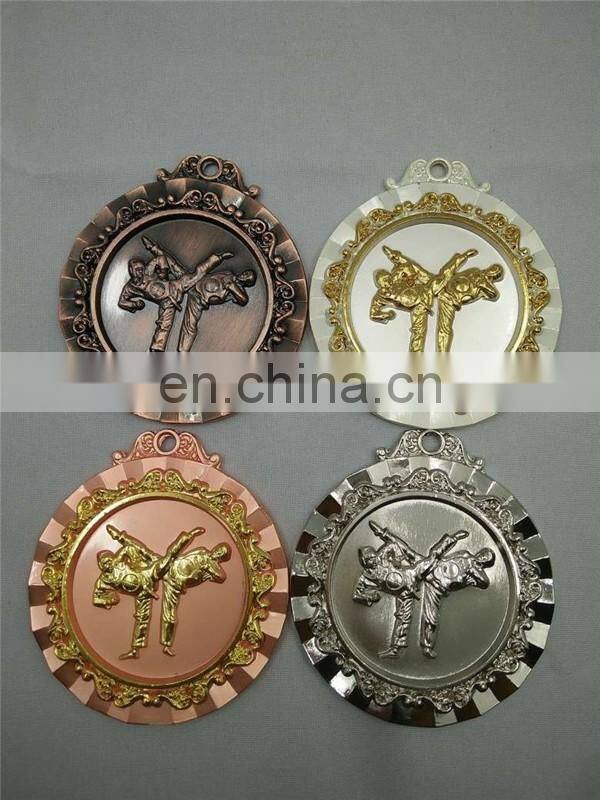 taekwondo competiting game gold metal awords medals high quality custom 3d award metal medal with ribbon