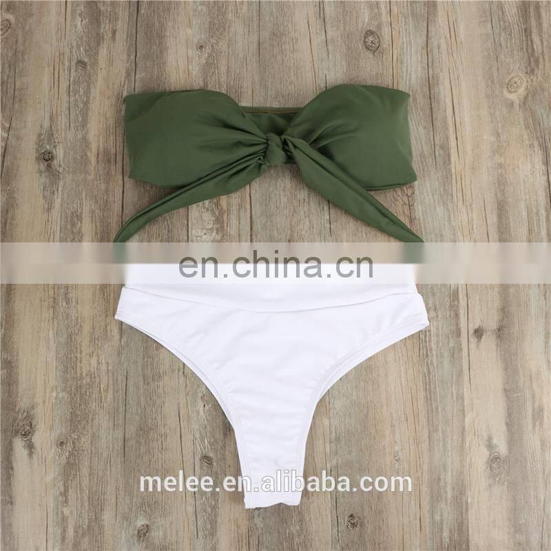 high waist sexy bikini Sexy printing lattice tie Chest pad Thong Beach spa bikinis swimwear women swimsuit biquini swimwear