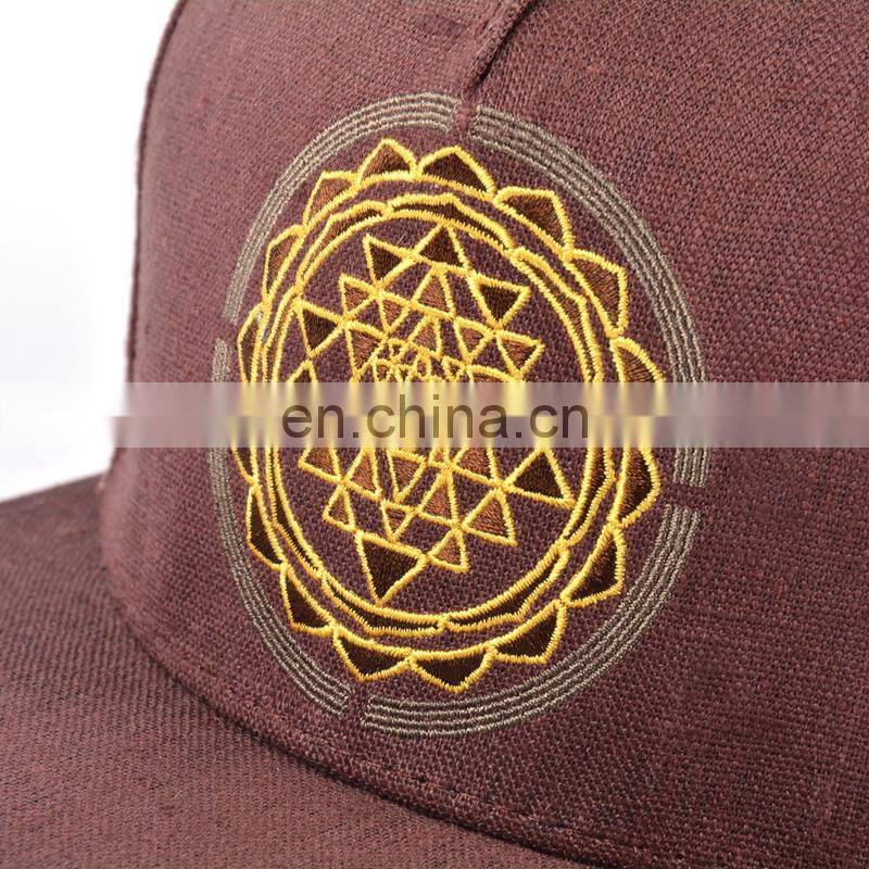 Plastic closure custom embroidery hemp snapback caps