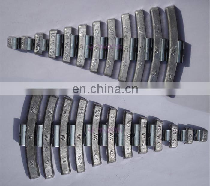 Lead knock on balancing wheel weights for steel and alloy rim use