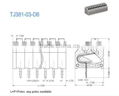 Screwless terminals Pitch 3.50mm 300V 5A