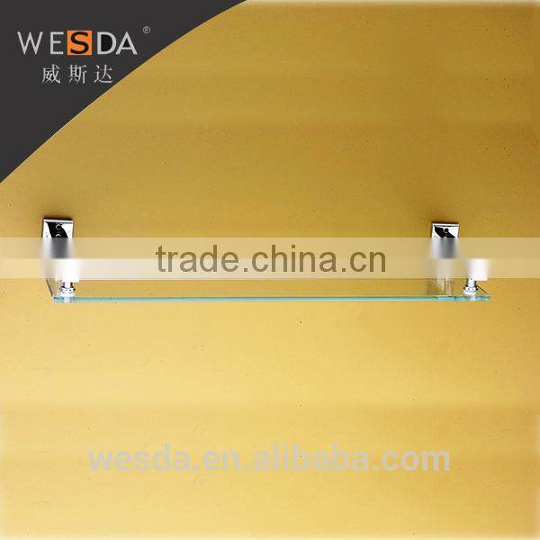 Wesda bathroom accessory wall mount glass shelf with stainless steel border