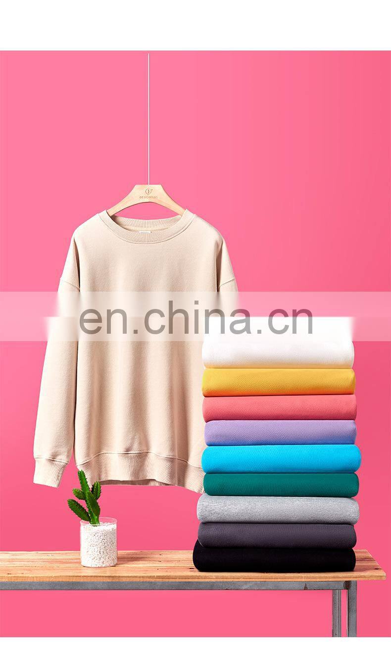 2021 autumn and winter new warm Korean round neck solid color fashion trend loose ladies pullover sweater