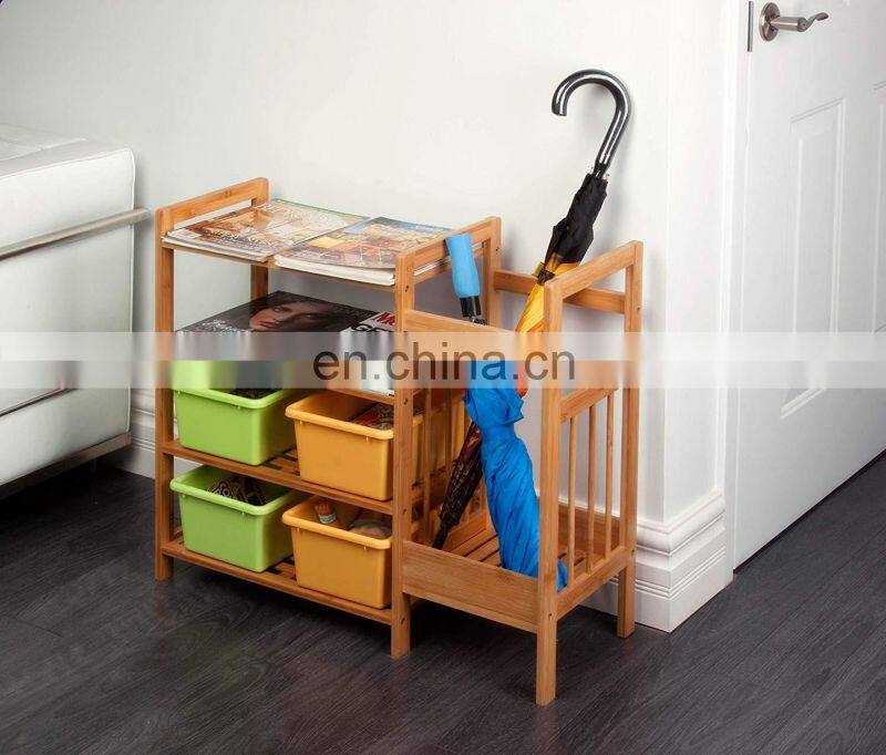 wooden bamboo 4 layers multifunctional shoe racks oerganizer for home