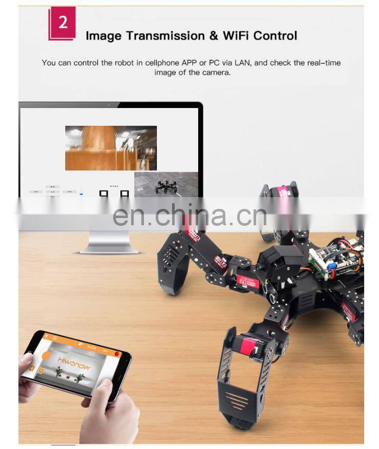 18DOF Hexapod Robot 2DOF PTZ Spider Robot with Main Board for Raspberry Pi 4B/2G Finished