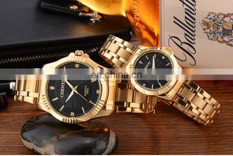 CHENXI 050A Casual Couple Quartz Watch Price Guangzhou Watch Market Stainless Steel Golden Japan Movt Diamond Quartz Wrist Watch
