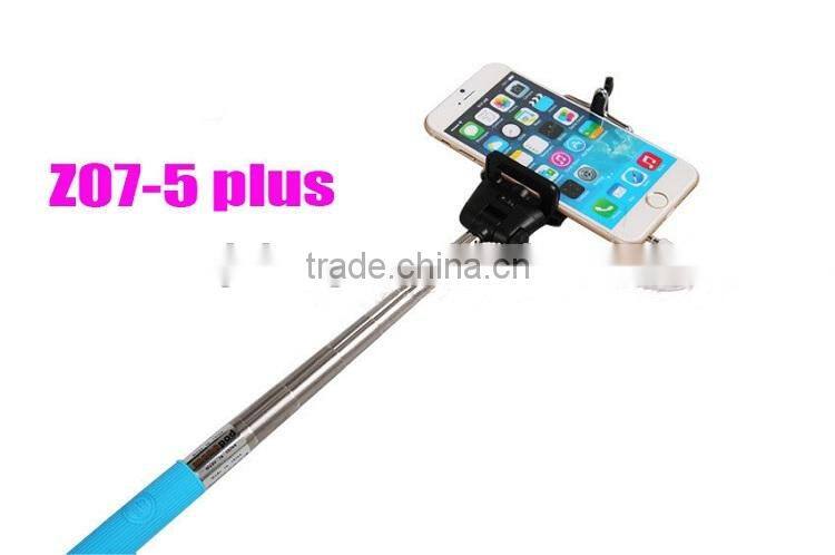 2015 Extendable Wired Selfie Stick Z07-5 plus Handheld Telescoping Monopod Built-in Shutter With Mount Clip Phone