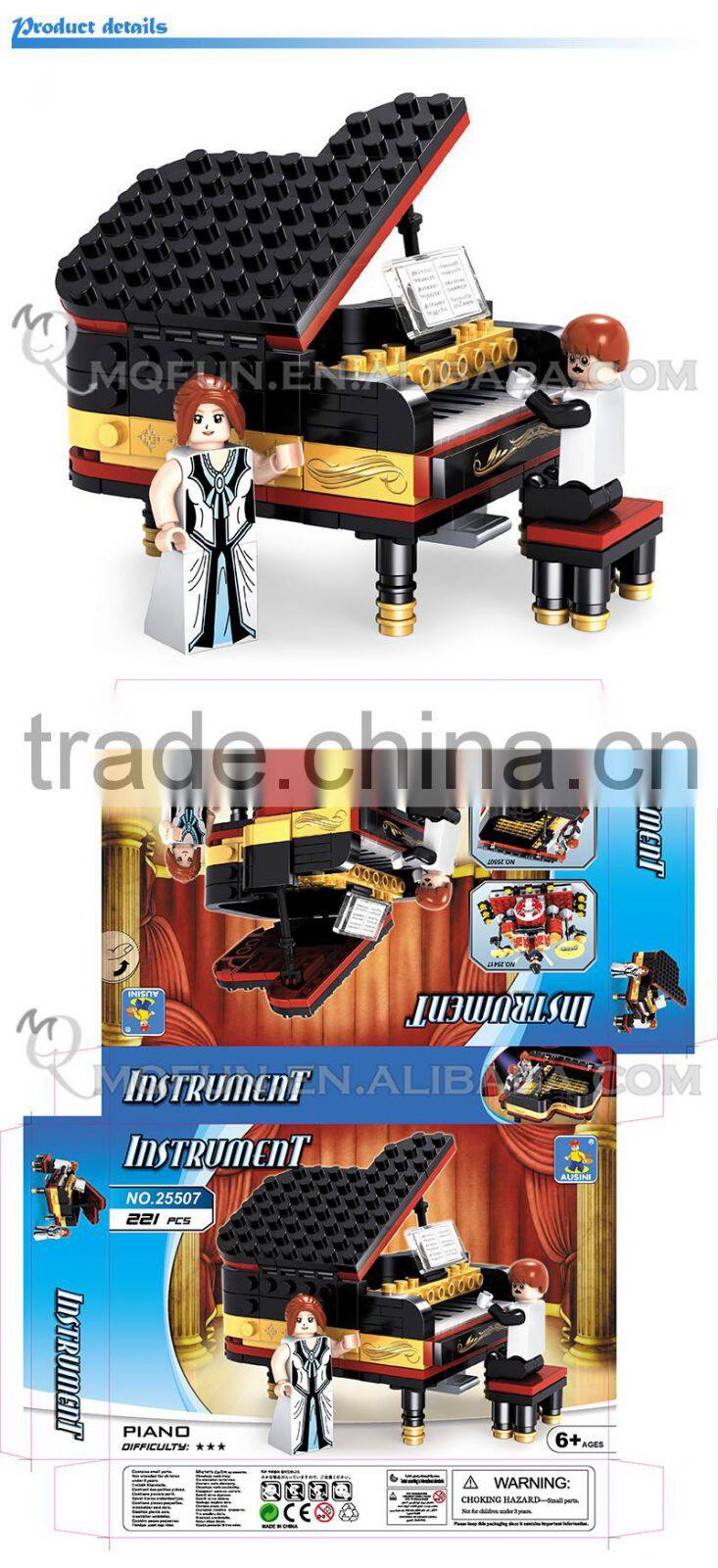 Mini Qute DIY kid cute kawaii musical instrument piano action figure plastic model building block educational toy NO.25507