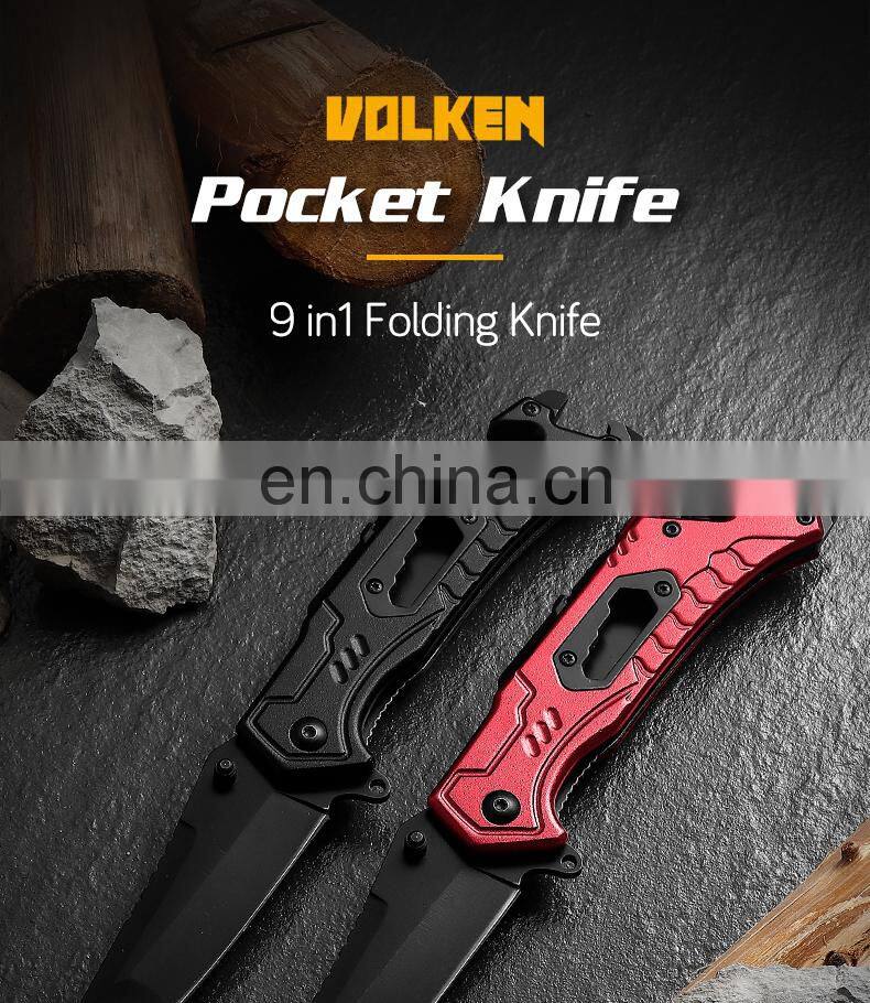 New Outdoor Survival Folding Knife Camping Self-defense Knife With Belt Clamp Grindstone Window Breaker Multi-functional Tool