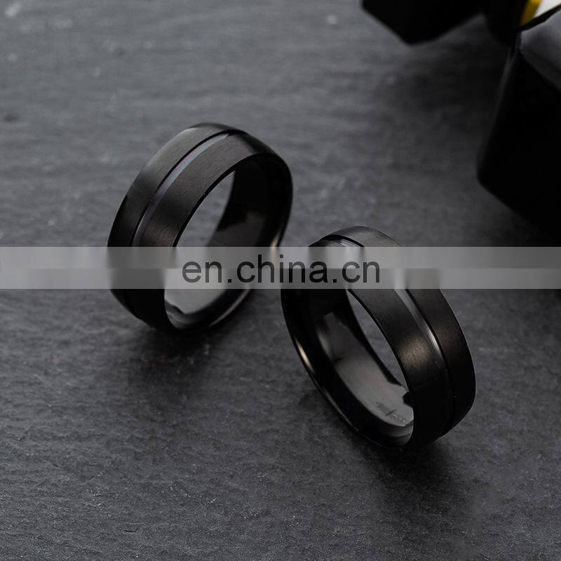 8mm Men's Black Simple Ring Fashion Stainless Steel Ring Birthday Gift Party Men's Jewelry Joyas de hombre
