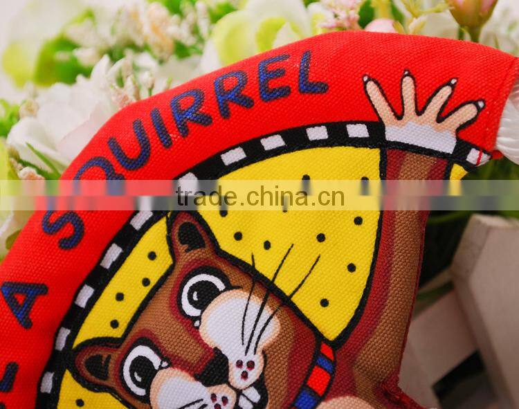 Wholesale Good quality durabale colorful canvas duck frog and squirrel animal printed dog frisbee