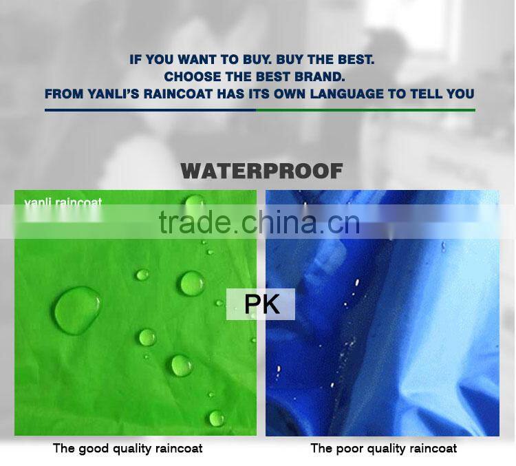 YANLI high quality PVC long raincoat with adjust hooded