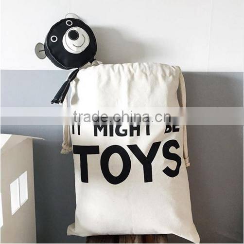 Heart Bear eyelash Pattern Laundry Bag Pouch,Canvas Storage Bag for Toys Clothing,Baby Kids Toys Storage Bag Cute Wall Pocket