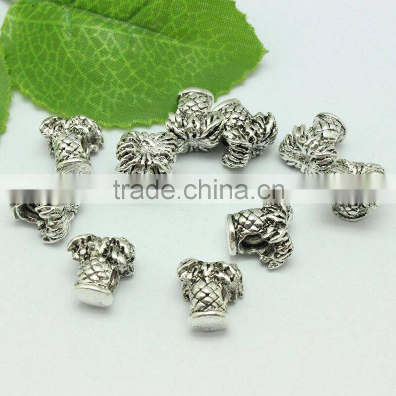 Wholesale Pdora New Style Anti-silver Coconut Tree Shape Zinc Alloy Round Hole Slide Beads