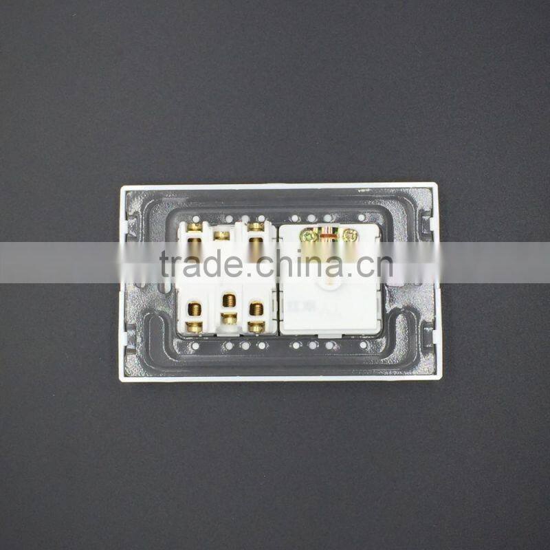 2 gang switch+TV socket, standard grounding socket, stardard grounding switch