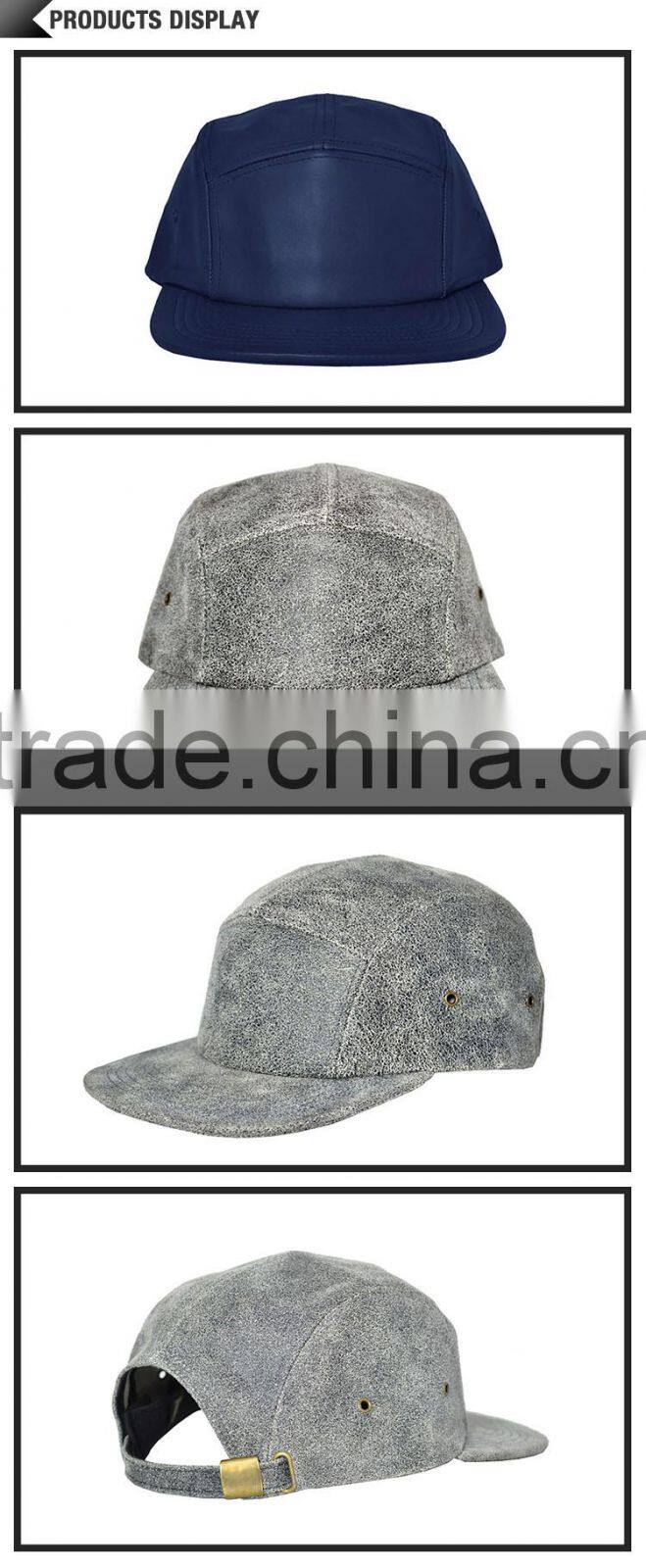 Fashion leather distressed grey 5 panel cowboy hat cheap