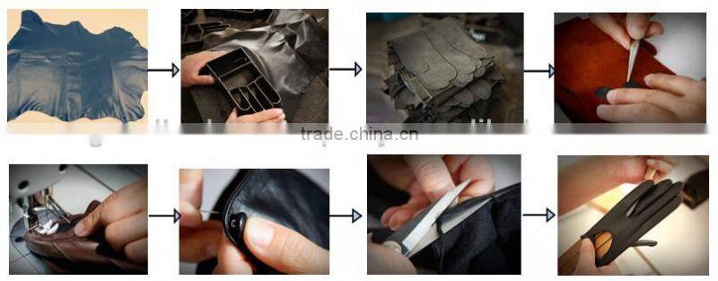 winter lamb leather and woolen knitted gloves