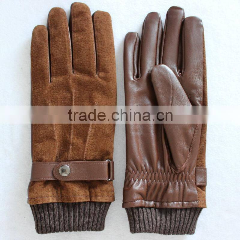 Top trendy leather gloves for men with pigsuede on the back