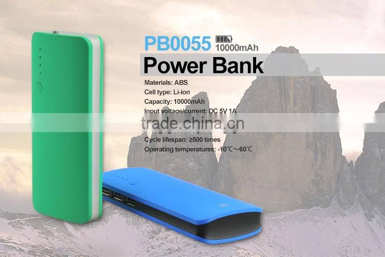 Portable and Colorful Power Bank with high capacity 10000mAh and 3 USB port
