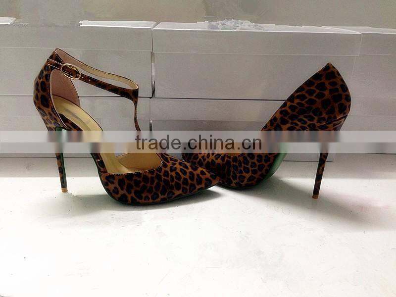 Catwalk New Arrival Leopard Patent Leather 120mm High Pointed Toe Stiletto J-String Shoes Women