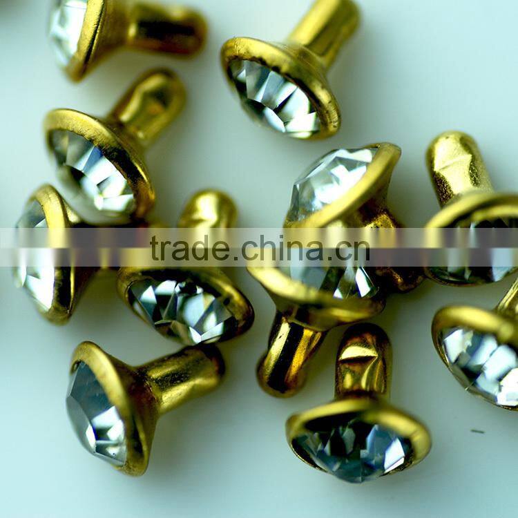 Wholesale rhinestone rivet, decorative rhinestone strass rivet, brass rhinestone rivet for decoration