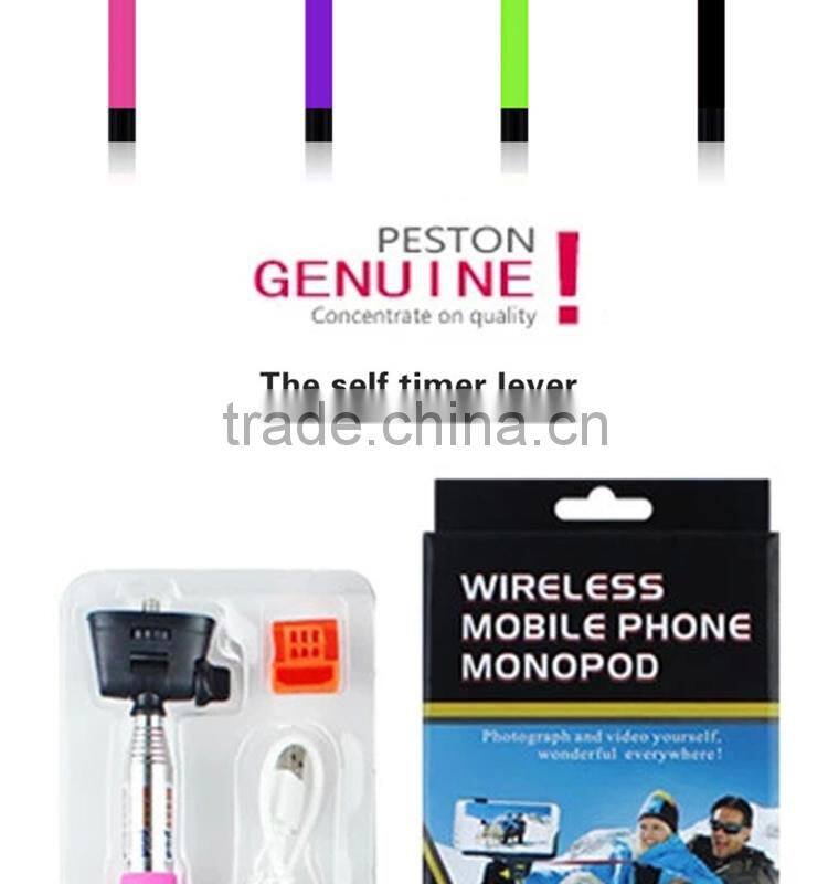 Wholesale Extendable Camera Tripod Handheld colorful wireless Monopod bluetooth Selfie Sticks with bluetooth shutter button