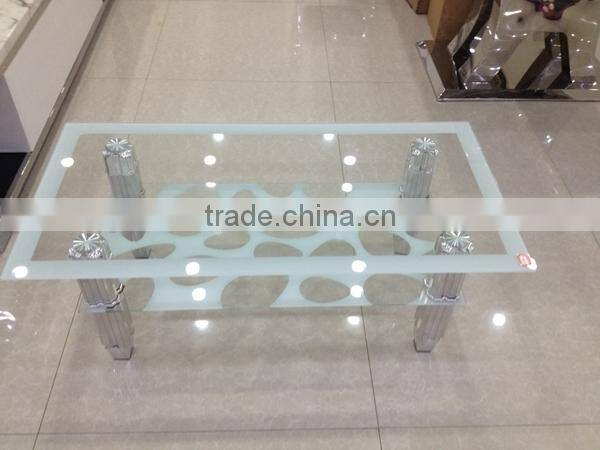 glass top stainless steel base coffee table HY-1005