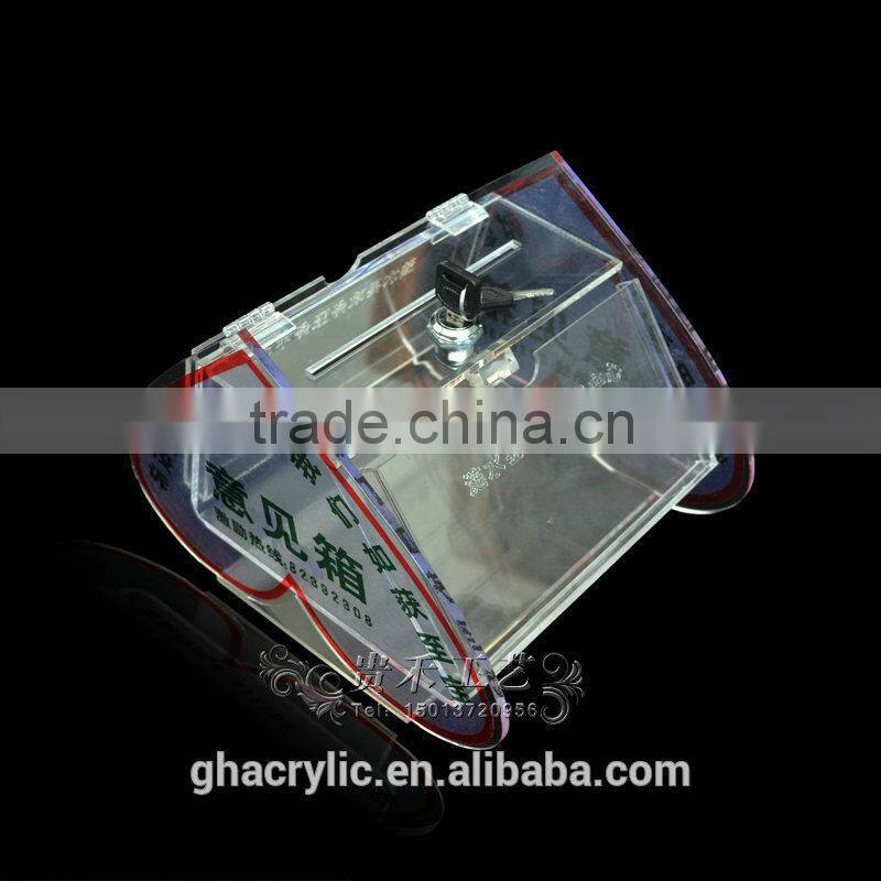 GH-RJ015 heart shape High polished Acrylic suggestion Box ,modern Acrylic suggestion Box