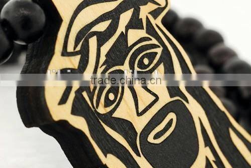 Wooden Jesus pendant Chain wooden necklace good beads wood macrams hip hop Jay Z