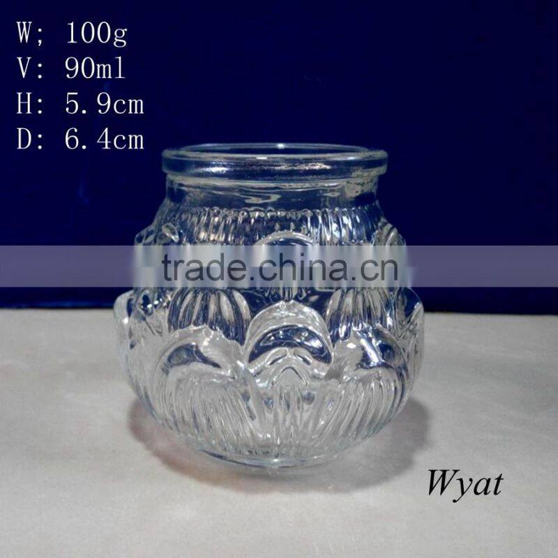 lotus shape glass candle holders small glass candle jars 100ml 3oz