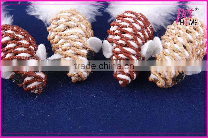 2013 rope mice with feather tail cat toy