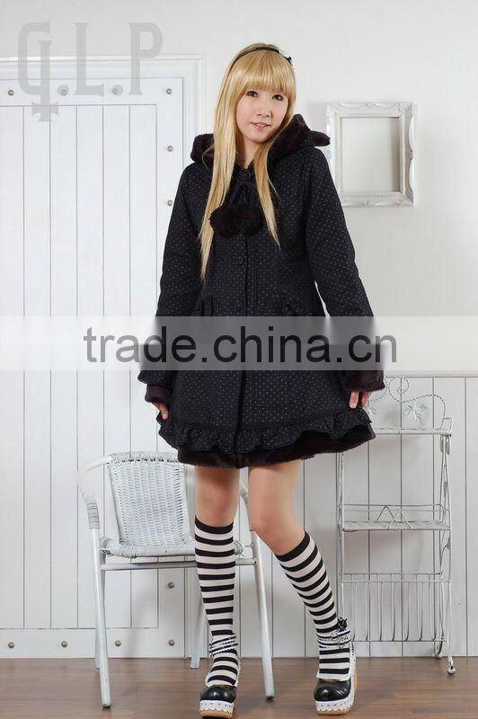 Cotton Black Polka Dot Lace Lolita Blouse 81039