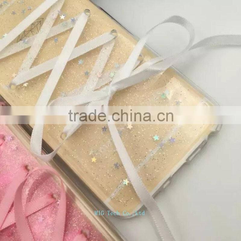 TPU Transparency Phone Case for iphone 6s case with a Creativity Shoelace