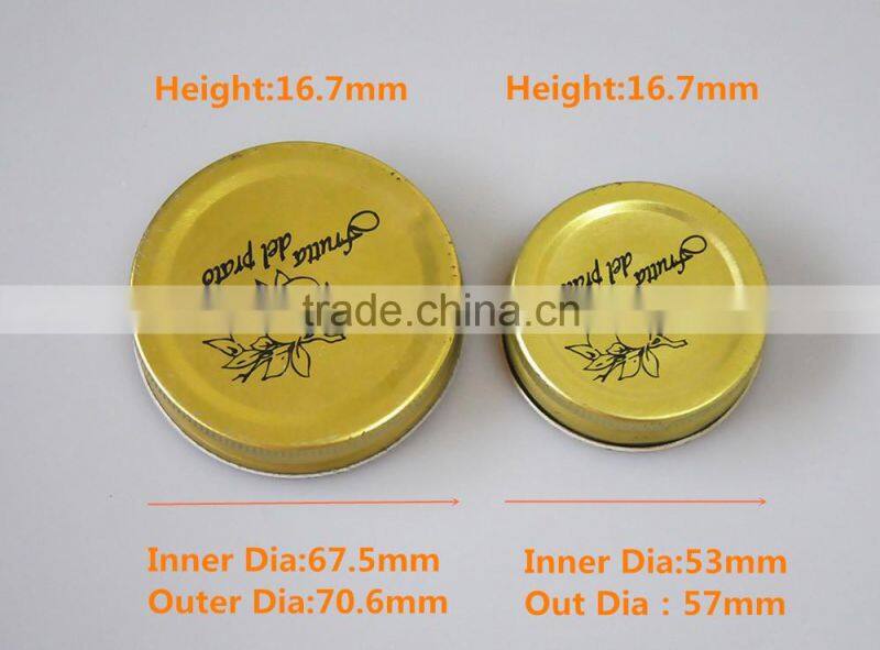 Gold glass fruit bottle tinplate metal lid with Printing